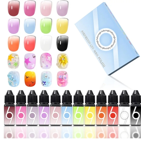Airbrush Gel Nail Polish Set 12pc - Picture 1 of 12